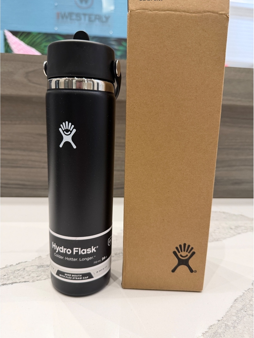 Hydro Flask 24 oz Standard Mouth Bottle with Flex Straw Cap - Black